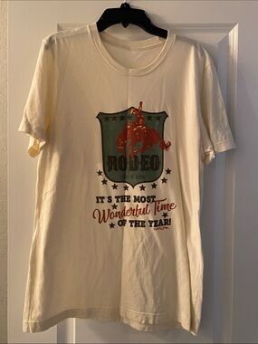 Rodeo Graphic Tee in Cream with Green & Rust Print